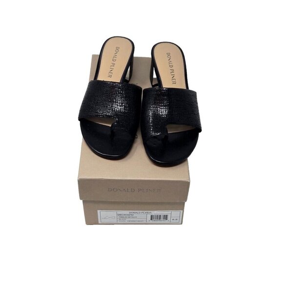 Donald Pliner Melrospm pebbled metallic black Sandal Women's size 8.5 - Picture 2 of 9